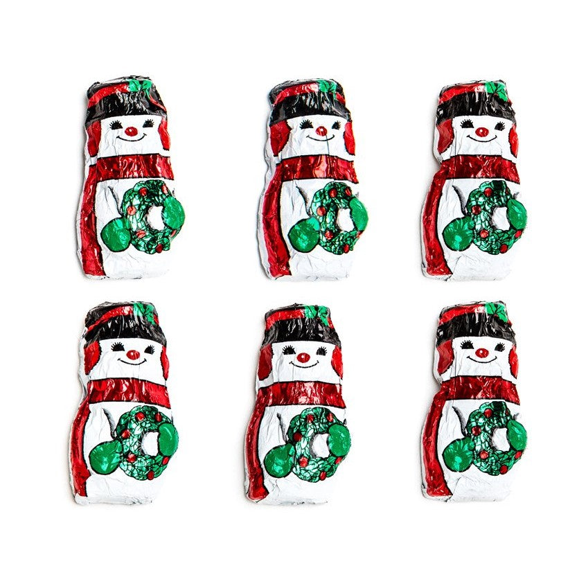 Mini Chocolate Snowmen Wrapped in Foil